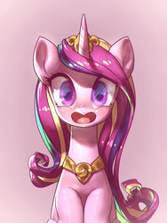 Size: 600x800 | Tagged: dead source, safe, artist:frali, princess cadance, alicorn, pony, g4, blushing, cute, cutedance, female, looking at you, mare, open mouth, simple background, solo