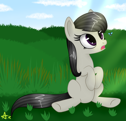 Size: 5865x5600 | Tagged: safe, artist:axioma_dice, octavia melody, butterfly, pony, g4, absurd resolution, female, field, solo