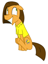 Size: 1024x1348 | Tagged: safe, artist:jollyjoltik, cheese sandwich, earth pony, pony, g4, cheesamena, clothes, floppy ears, grin, insanity, male, shirt, simple background, smiling, solo, stallion, transparent background, vector, wide eyes