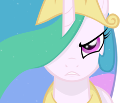 Size: 979x816 | Tagged: safe, artist:ladynoob, princess celestia, alicorn, pony, g4, angry, female, frown, glare, gritted teeth, hair over one eye, mare, simple background, solo, transparent background, vector