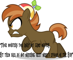 Size: 997x823 | Tagged: safe, button mash, button's adventures, g4, background pony strikes again, button, buttongate, drama, male, op is a duck, op is trying to start shit, solo