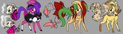 Size: 1600x446 | Tagged: safe, artist:skull-gum, butterfly, rabbit, adoptable, augmented tail, tea