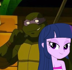 Size: 495x479 | Tagged: safe, edit, twilight sparkle, equestria girls, g4, crossover shipping, donatello, donatwi, female, male, shipping, straight, teenage mutant ninja turtles, tmnt 2003 series