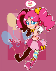 Size: 1000x1262 | Tagged: safe, artist:nm, pinkie pie, human, g4, clothes, female, humanized, midriff, pictogram, pixiv, skirt, solo, twintails