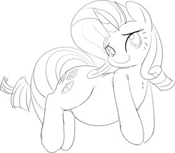 Size: 932x811 | Tagged: safe, artist:mcsadat, rarity, g4, chubby, fat, female, monochrome, raritubby, sketch, solo