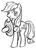 Size: 731x1024 | Tagged: safe, artist:tebasaki, applejack, earth pony, pony, g4, female, grayscale, monochrome, simple background, solo, traditional art