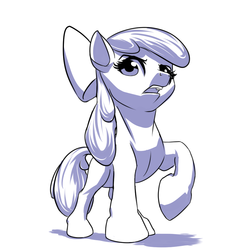 Size: 1000x1000 | Tagged: safe, artist:mykegreywolf, apple bloom, g4, female, raised hoof, solo