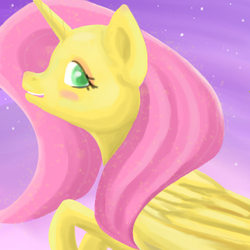 Size: 400x400 | Tagged: safe, artist:dawnerjb, fluttershy, alicorn, pony, g4, female, fluttercorn, race swap, solo