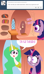 Size: 1280x2146 | Tagged: safe, artist:jokerpony, princess celestia, twilight sparkle, g4, askprincessderpestia, comic, derp, derpestia, this will end in tears, tumblr