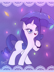 Size: 1200x1600 | Tagged: safe, artist:nyako-shoyu, rarity, pony, unicorn, g4, blank flank, female, gem, hoof hold, solo, umbrella