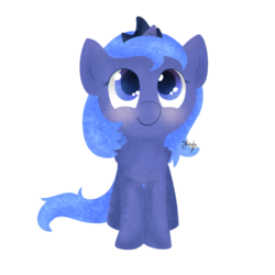 Size: 2000x2000 | Tagged: safe, artist:midnightpremiere, princess luna, pony, g4, cute, female, filly, high res, looking up, simple background, smiling, solo, standing, woona