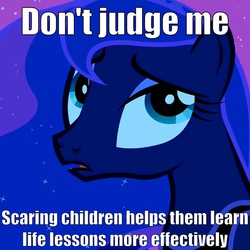 Size: 720x720 | Tagged: safe, princess luna, for whom the sweetie belle toils, g4, female, image macro, meme, solo