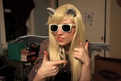 Size: 800x533 | Tagged: safe, artist:littlemissbloo, derpy hooves, human, g4, cosplay, irl, irl human, photo, solo, sunglasses