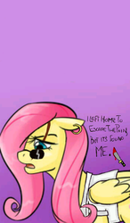 Size: 600x1024 | Tagged: safe, artist:kallisti, fluttershy, g4, female, grand theft auto, gta iv, knife, solo, sunglasses