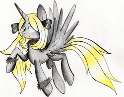 Size: 2718x2124 | Tagged: safe, artist:rainbowflamecharge47, alicorn, pony, cynthia, female, high res, mare, pokémon, ponified, solo, traditional art