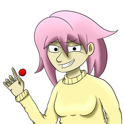 Size: 2000x2000 | Tagged: safe, artist:kriswanted, fluttershy, human, g4, clothes, dreamworks face, female, high res, humanized, lollipop, looking at you, simple background, solo, sweater, sweatershy