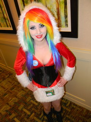 Size: 4000x3000 | Tagged: safe, rainbow dash, human, g4, cleavage, cosplay, female, irl, irl human, photo, solo