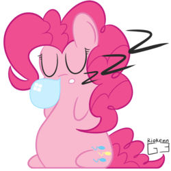 Size: 1000x1000 | Tagged: safe, artist:riokenng3, pinkie pie, g4, chibi, cute, eyes closed, female, simple background, sleeping, snot bubble, solo, style emulation, transparent background, zzz