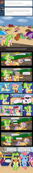 Size: 640x3368 | Tagged: safe, artist:ficficponyfic, allie way, candy mane, chickadee, cookie crumbles, cup cake, daisy, fleur-de-lis, flower wishes, lily, lily valley, ms. harshwhinny, ms. peachbottom, roseluck, oc, cyoa:peachbottom's quest, g4, beach, beach chair, beach towel, beach umbrella, bikini, chair, clothes, cyoa, jezzie belle, one-piece swimsuit, sunglasses, swimsuit, tumblr