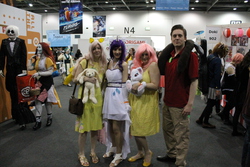 Size: 4272x2848 | Tagged: safe, big macintosh, fluttershy, rarity, human, g4, cosplay, irl, irl human, photo