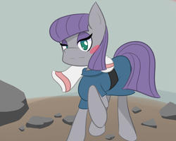 Size: 1000x800 | Tagged: safe, artist:kaiponi, maud pie, g4, maud pie (episode), blushing, female, looking at you, rock, solo