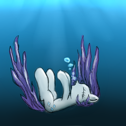 Size: 1240x1240 | Tagged: safe, artist:manfartwish, rarity, pony, g4, air bubble, bubble, drowning, female, imminent death, mare, solo, underwater