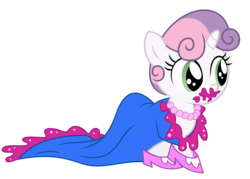 Size: 5580x4000 | Tagged: safe, artist:killer-dash, sweetie belle, for whom the sweetie belle toils, g4, 5-year-old sweetie belle, absurd resolution, clothes, cute, diasweetes, dress, female, lipstick, shoes, simple background, solo, transparent background, vector