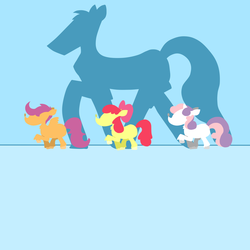 Size: 1024x1024 | Tagged: safe, artist:maareep, apple bloom, scootaloo, sweetie belle, flight to the finish, g4, my little pony: friendship is magic, cutie mark crusaders, hearts as strong as horses, scene interpretation, shadow