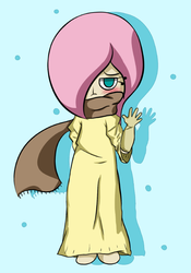 Size: 579x826 | Tagged: safe, artist:maareep, fluttershy, human, g4, clothes, dress, female, humanized, solo