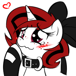 Size: 274x274 | Tagged: safe, artist:zajice, oc, oc only, oc:lilith, pony, unicorn, crying, female, heart, icon, mare, reaction image, solo, tears of joy, wavy mouth