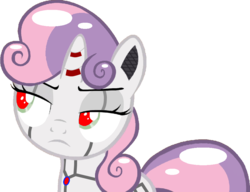 Size: 934x718 | Tagged: safe, artist:dtavs.exe, sweetie belle, pony, robot, unicorn, for whom the sweetie belle toils, g4, angry, female, filly, foal, horn, modified, simple background, solo, sweetie bot, transparent background, vector