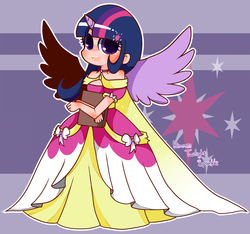 Size: 1000x935 | Tagged: safe, artist:nm, twilight sparkle, human, g4, clothes, dress, female, horn, horned humanization, humanized, pixiv, solo, twilight sparkle (alicorn), winged humanization