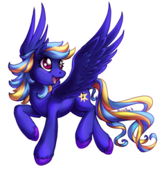 Size: 600x632 | Tagged: safe, artist:shinepawpony, oc, oc only, oc:evening song, multicolored hair, red eyes, solo