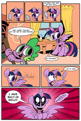 Size: 3000x4500 | Tagged: safe, artist:joeywaggoner, spike, twilight sparkle, alicorn, pony, g4, adventure in the comments, book, comic, cute, female, magic, mare, quill, spikabetes, telekinesis, that pony sure does love books, twiabetes, twilight sparkle (alicorn), writing