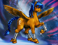 Size: 800x618 | Tagged: safe, artist:balthasar999, oc, oc only, oc:forward charge, pegasus, pony, fanfic:friendship is optimal, female, solo