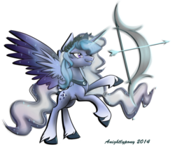 Size: 958x833 | Tagged: safe, artist:anightlypony, oc, oc only, alicorn, pony, alicorn oc, arrow, bow (weapon), bow and arrow, solo, weapon