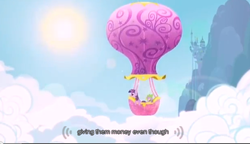 Size: 614x353 | Tagged: safe, screencap, spike, twilight sparkle, g4, hot air balloon, intro, meme, opening, opening theme, twinkling balloon, youtube caption