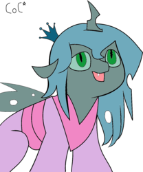 Size: 1044x1253 | Tagged: safe, artist:cannofcinnamon, artist:valkyrie-girl, edit, oc, oc only, oc:pupa, changeling, female, kimono (clothing), offspring, parent:queen chrysalis, solo, trace