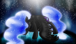 Size: 5000x2943 | Tagged: safe, artist:kelisah, nightmare moon, g4, crying, female, solo