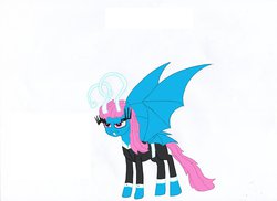 Size: 900x654 | Tagged: safe, artist:drdesasstrah, seabreeze, bat pony, breezie, pony, g4, angry, batbreeze, batbreezie, male, simple background, solo, species swap