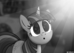 Size: 5870x4208 | Tagged: safe, artist:mrcbleck, twilight sparkle, g4, :o, absurd resolution, cute, female, grayscale, monochrome, solo, twiabetes