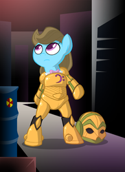 Size: 800x1098 | Tagged: safe, artist:willdrawforfood1, beauty brass, g4, armor, bowtie, brassmare, female, iron man, iron mare, powered exoskeleton, solo