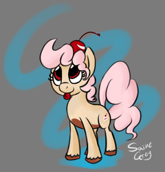 Size: 1440x1500 | Tagged: safe, artist:saine grey, food pony, original species, cheesecake, color, solo