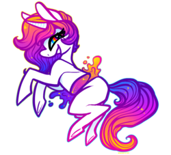 Size: 937x852 | Tagged: safe, artist:skelefrog, oc, oc only, oc:vivid visions, goo, pony, unicorn, candy gore, female, gore, mare, neon, rainbow, slime, solo