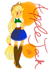 Size: 2070x2898 | Tagged: safe, artist:littlemissvi, applejack, equestria girls, g4, clothes, female, high res, skirt, solo