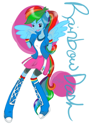 Size: 1000x1400 | Tagged: safe, artist:littlemissvi, rainbow dash, equestria girls, g4, clothes, female, skirt, solo