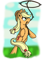 Size: 480x640 | Tagged: safe, artist:eirofox, applejack, g4, female, lasso, mouth hold, rearing, simple background, solo, transparent background, upright