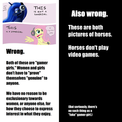 Size: 1024x1024 | Tagged: safe, fluttershy, princess luna, gamer luna, g4, gamer girl, hate, text