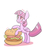 Size: 1200x1400 | Tagged: safe, artist:joycall6, twilight sparkle, alicorn, pony, g4, :3, burger, female, food, mare, micro, omnivore twilight, ponies eating meat, solo, that pony sure does love burgers, this will end in weight gain, twilight burgkle, twilight sparkle (alicorn)