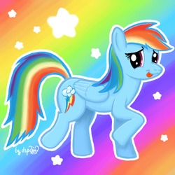 Size: 1330x1330 | Tagged: safe, artist:dsp2003, rainbow dash, pegasus, pony, g4, :3, :p, cute, dashabetes, female, flower, looking at you, mare, rainbow background, raised hoof, raised leg, smiling, solo, tongue out